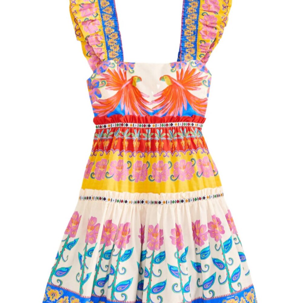FARM RIO Off-White Vivid Garden Mini Dress